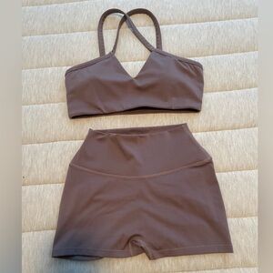 CSB Crop Shop Boutique Workout Sports Bra and Scrunch Shorts Athletic Set Medium